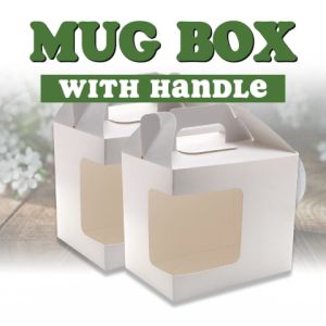 PrintYourStyle CUYI 50pcs Side Window Mug Box With Handle Plain White Mug Gift Box Giveaway Box