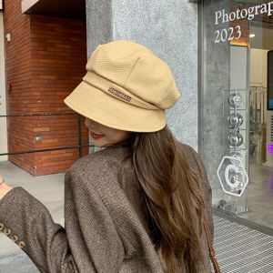 Three-In-One Fisherman Hat Womens High-End Large Circumference Spring Summer Octagonal Beret Face Covering Hat Cute Style