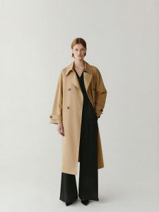 ICICLE | Autumn Silk Wool Blended Twill Fabric Coat