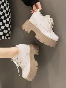 British Style Womens Flats Spring 2024 New Thick Bottom Platform 10cm Heightening Casual Knot Loafers Fashionable Sporty