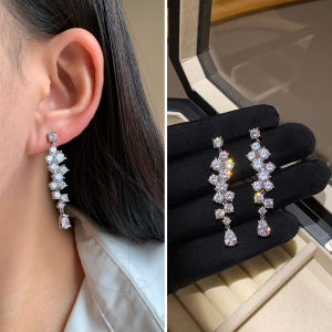 CAFFTI | Shiny Fireworks Cubic Zirconia  Tassel Earrings Sterling Silver
