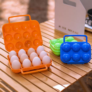 Hộp Đựng Trứng Tươi 6/12 Ngăn Hộp Đựng Trứng Ngoài Trời Di Động Hộp Bảo Vệ Bằng Nhựa Có Tay Cầm Chống Sốc Cho Du Lịch Đi Bộ Dã Ngoại-Cam/Xanh Dương/Xanh Lá Cây