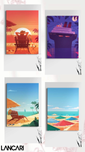 Dekorasi Dinding Pantai Senja Frameless Gift Hadiah Simple Minimalis