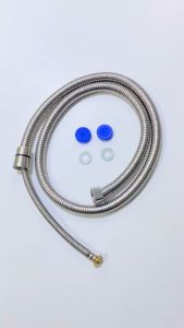 สายชําระ สายฝักบัว สายทนแรงดันสูง สแตนเลส304 ถักยางทนแรงดัน หุ้มด้วยสายแสตนเลส304อีกชั้น ข้อต่อทองเหลืองรุ่นหนา มี 1.2m และ 1.5m