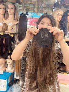 แผ่นปิดผมบางรหัส 160709 ลอนแสกกลางยาว 35เซนติเมตร เป็นไหมเกาหลี