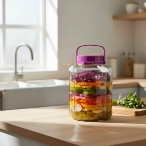 Bình Thủy Tinh Ngâm Rượu 12 Lít Nắp Tím Có Quai Xách - Bình Ngâm Hoa Quả QX12L Thủy Tinh Dày Dặn Cao Cấp