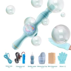 Portable Colorful Bubble Machine Lightweight Design Interactive Play Elastic Bubble Fog Wand Automatic Bubble Blower for Kids
