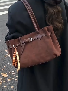 EchoBliss  กระเป๋าสายรักแร้สะพายไหล่สำหรับสุภาพสตรีกระเป๋าโท้ทหนังกลับแฟชั่นความจุขนาดใหญ่