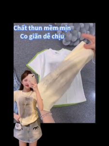 Áo thun nữ dáng ôm tay ngắn chữ dập nổi loang màu ( mã GOOD BOY )