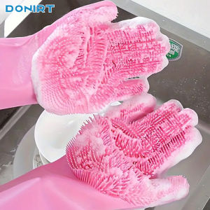 ถุงมือซิลิโคนล้างจานสัตว์เลี้ยงกรูมมิ่งถุงมือทำความสะอาดกันน้ำทำความสะอาดห้องครัวถุงมือฉนวนกันความร้อนแปรงนวดอาบน้ำ