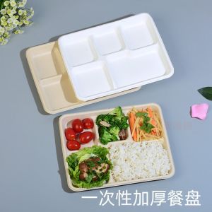 Thickened Disposable Dinner Plates Fast Food Packaging Box Restaurant Large Size Meal Plate Eco-friendly Biodegradable Utensils