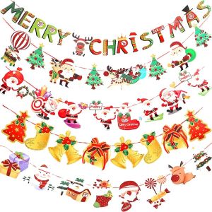 ธงกระดาษเมอร์รี่คริสต์มาสขนาด2.5ม. ธงแขวนตกแต่งปาร์ตี้วันคริสต์มาสเครื่องประดับจี้ซานตาคลอสต้นคริสต์มาส
