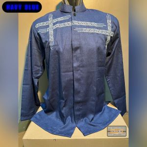 Koko Bordir Lengan Panjang Motif Etnik Serian Lima Warna Koko Haibah Hadroh Terbaru