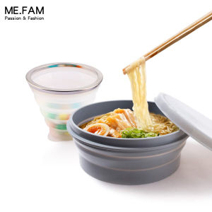 Folding Bowl Portable Outdoor Japanese Style Silicone Field Tableware Instant Noodle Bowl Lunch Box Travel Supplies Retractable Travel Cup