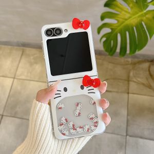 เคสโทรศัพท์มือถือ Samsung ZFlip6 ลายการ์ตูนน่ารัก ป้องกันการตกหล่นแบบเต็มจอ ดีไซน์ Kawaii เปลือกโทรศัพท์มือถือสไตล์เกาหลีสำหรับผู้หญิง