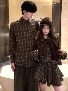 XILANDUO | Couple Match Outfit Retro Plaid Skirt and Blouse Set