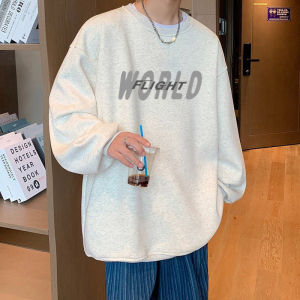 ผู้ชาย โอเวอร์ไซส์ เสื้อฮู้ด แขนยาว ผ้าขนแกะ ซับในหนา ผ้าฝ้าย คอกลม เสื้อสเว็ตเชิ้ต ลำลอง แฟชั่นเยาวชนที่สะดวกสบาย ฤดูใบไม้ร่วง ฤดูหนาว