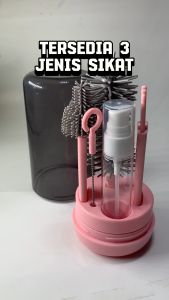 Dovana Pembersih Botol Bayi 4 in 1 Sikat Sedotan Silicone Portable Bottle Brush Set With Drying Base