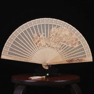Ancient Style Folding Fan Sandalwood Hollow Female