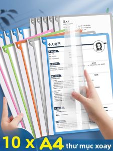 MONLEYTA | Hộp đựng tài liệu A4 có thể xoay móc treo đựng hồ sơ hồ sơ học sinh tài liệu văn phòng dụng cụ lưu trữ hộp đựng hồ sơ rời