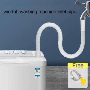 Washing Machine Water Inlet Pipe Hose Extension Tube Extra Long Hose Draining Hose with Pipe Clamp Air Conditioning Drain Tube Home