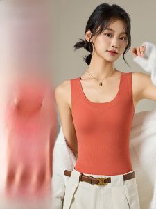 MiiOW | เสื้อกั๊กขนแกะหนาสำหรับผู้หญิง เสื้อชั้นในแบบมีแผ่นเสริมหน้าอก ไม่ต้องใส่เสื้อชั้นใน เสื้อชั้นในแบบสวมสบาย ฤดูใบไม้ร่วง/ฤดูหนาว