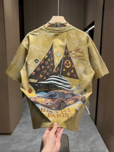 Áo Thun Nam Mùa Hè in Thuyền Họa Tiết Tròn Tay Ngắn Thời Trang Thường Ngày Đa Năng Thêu Dáng Ôm Vừa Vặn Chất Liệu Cotton