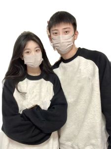 Pure Cotton Couple Matching Sweatshirts Long Sleeve Shoulder Insert T-shirts Mens Splicing Base Shirt Spring Autumn Student