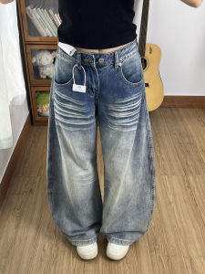 American High Street Knife Edge Wide Leg Jeans Womens Design Loose Straight Casual High Waist Bootcut Denim Pants