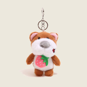 Cute Plush Cartoon Cherry Kiss Dog Doll Bag Pendant School Bag Backpack Decorative Hanging Keychain Soft Toy Accessory