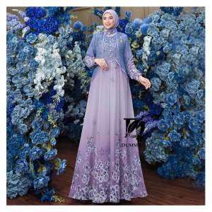 Liora Dress Set Hijab / Dress Pesta Lebaran Set Hijab Ceruty Full Furing Lengan Panjang LD 115 cm muat hingga BB 70kg