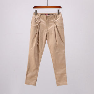 Brand Discount Womens Casual Pants Autumn Collection Pleated Slim Fit Long Trousers Comfortable Natural Waist Tapered Leg