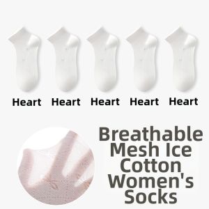 MiiOW | Womens Thin Summer Cotton Socks with Breathable Mesh White Mid Calf