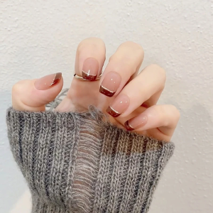 Nhựa Móng Tay Thủ Công Màu Đỏ Rượu Vang Ngắn Đa Năng Thời Trang Mới 2025 Nhẹ Nhàng Phù Hợp Với Mọi Loại Da