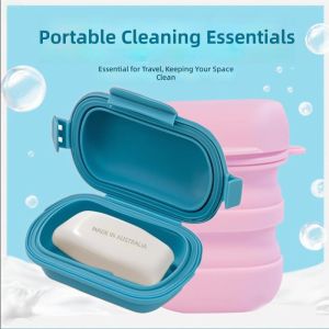 RA Portable Silicone Travel Soap Container Leakproof Sealed Soap Dish with Latch Reusable Waterproof AR