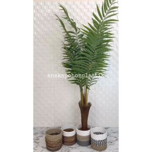Pohon Artificial Tanaman Hias Palem Hawaii T180 Latex Pot Dasar Hitam Cover Seagrass Dekorasi Rumah Caffe Aesthetic