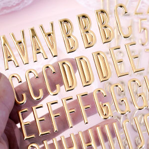 3 แผ่น 3D Gold Puffy Letter จํานวนสติกเกอร์ตัวอักษรสติกเกอร์สติกเกอร์กาวสําหรับงานฝีมือ DIY Scrapbooking ตกแต่ง