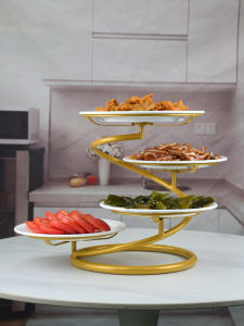 Kitchen Hotel Cold Dish Rack Hot Pot Accompaniment Rack Rotating Dish Plate Holder Storage Shelf Chinese Dining Tableware