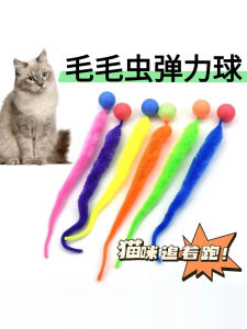 Interactive Cat Toy Elastic Worm Ball Young Cat Teaser Stick Pet Supplies for Kittens to Play And Have Fun