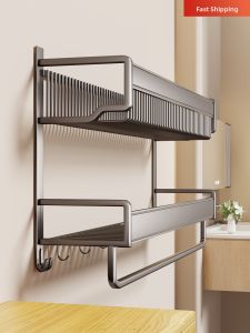 No-Drilling Bathroom Towel and Storage Rack