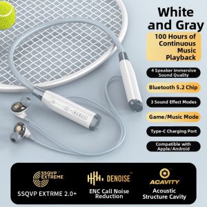 Long-Lasting Battery Neckband Style Bluetooth Earphones Wireless 4 Speakers High Capacity 876 New 2025 Model In-Ear Headphones