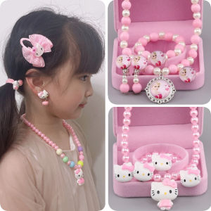 Princess Elsa Ice Queen Childrens Jewelry Set Necklace Bracelet Ring Crown Earrings Girls Cartoon Accessory Collection