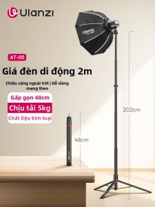 Ulanzi AT-05 Chân đèn di động 2m dùng cho chụp ảnh quay phim vlog ngoài trời cắm trại Gấp gọn 48cm Chứa tải 5kg Chất liệu kim loại