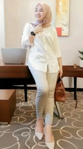 KEMEJA WANITA POLOS LENGAN PANJANG CASUAL HITAM PUTIH KEMEJA POLOS KEMEJA WANITA