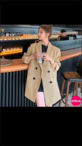 🎀Korean Fashion🎀 เสื้อสูทเบลเซอร์ 4 กระดูม กระเป๋าหน้า ผ้าโพลีเอสเตอร์ มี 2 สีพื้น แฟชั่น 48 ปริมาณ