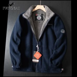 FUGUINIAO Mens Polar Jacket Casual Jacket With Pockets Cold Resistant Large Outdoor Polartec Winter Jackets