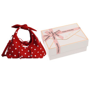 Red Polka Dot Triangle Bag Handbag Cute Small Crossbody Bag Elegant Ladys Purse Qixi Festival Gift Soft PU Leather Handbag