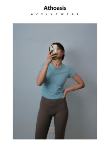 เสื้อยืดคอตั้งแขนสั้นระบายอากาศได้ดีสำหรับโยคะ Pilates แห้งเร็ว ทรงสลิมฟิต ดูดซับเหงื่อได้ดี ผ้าไนลอน ฤดูใบไม้ผลิ ฤดูร้อน ฤดูใบไม้ร่วง ฤดูหนาว