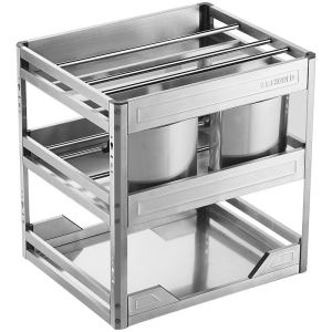 HIGOLD | Double Layer Drawer Type Bowl and Seasoning Organizer 304 Stainless Steel