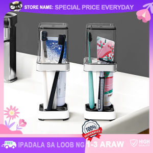 Toothbrush Toothpaste Holder Organizer with Cover Cup and Drainer Japanese Original Clean and Hygienic Bathroom Rack Set